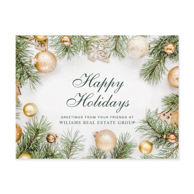 Christmas Pine Cones Branch Rustic Greeting Postcard
