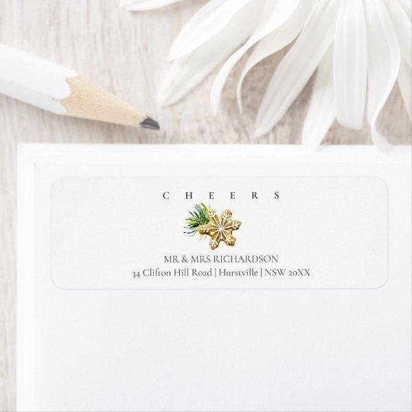 Christmas Pine Star Cookie Address Cheers Label