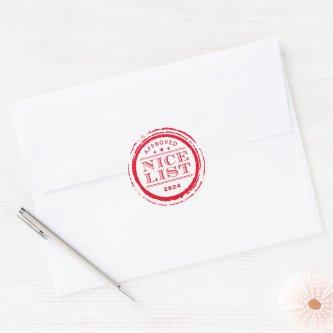 CHRISTMAS SEAL funny santa's nice list stamp red