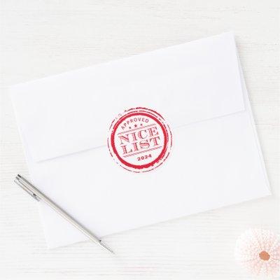 CHRISTMAS SEAL funny santa's nice list stamp red