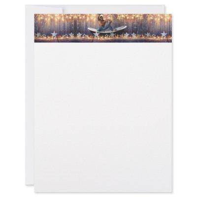 Christmas SlipperyJoe silver gold stars lights wet Letterhead