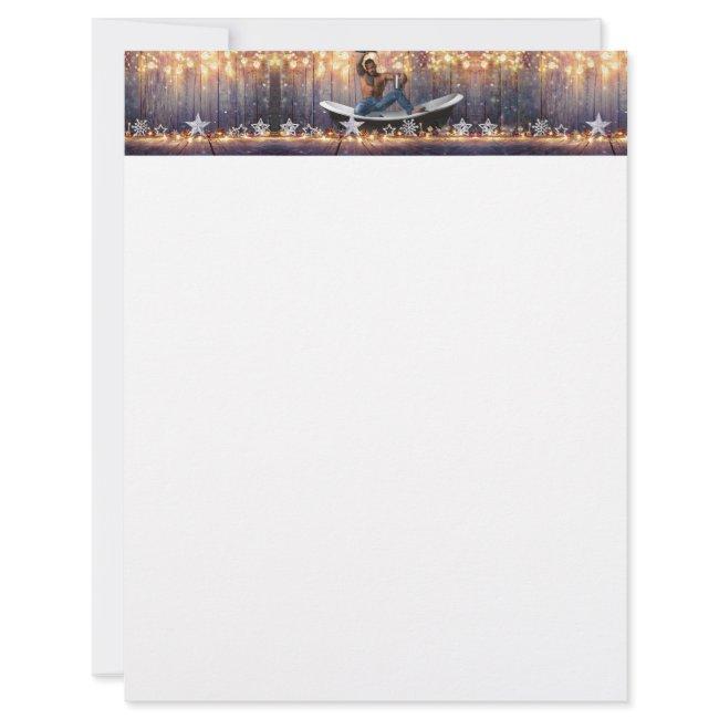 Christmas SlipperyJoe silver gold stars lights wet Letterhead