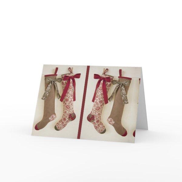 CHRISTMAS STOCKING FILL WITH GIFTS HOLIDAY CARD