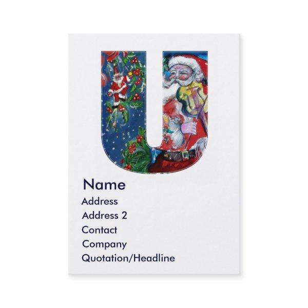 CHRISTMAS U LETTER  / SANTA  WITH VIOLIN MONOGRAM