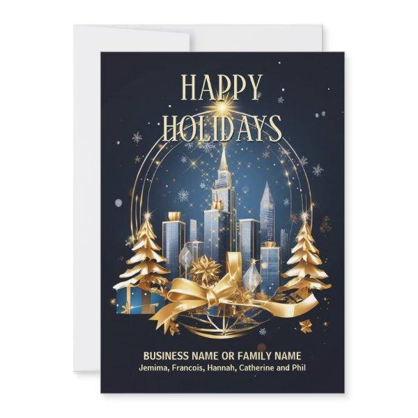 Christmas urban skyline business christmas logo holiday card