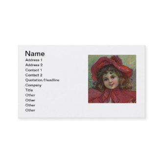 Christmas Victorian Child Red Hat Girl Portrait Ar