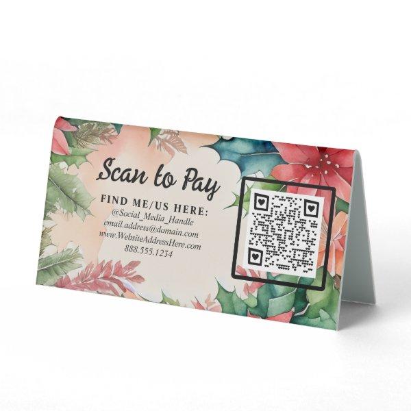 Christmas Wreath QR Payment Sign Small Business