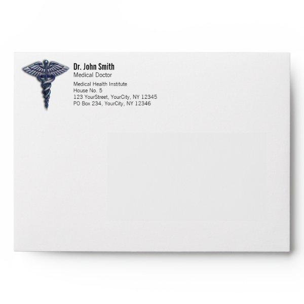 Chrome Dark 3D Holographic Medical Caduceus Envelope