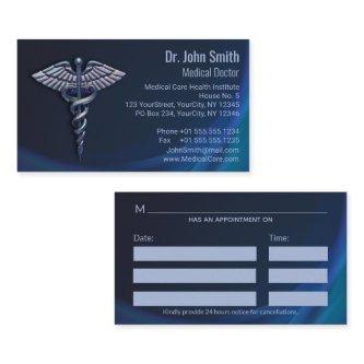 Chrome Dark Caduceus Holographic 3D Medical Appointment Card