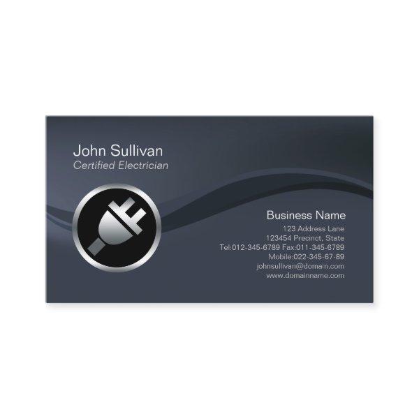 Chrome Electric Plug Icon Electrician BusinessCard