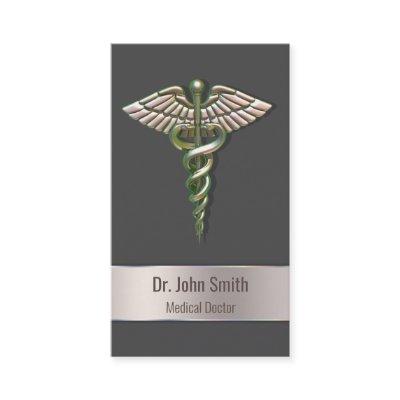 Chrome Holographic 3D Medical Caduceus