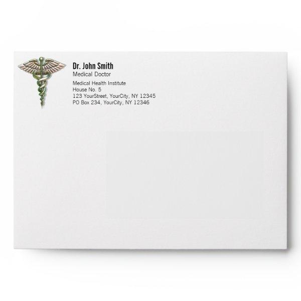 Chrome Holographic 3D Medical Caduceus Envelope