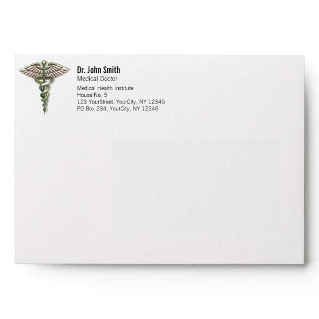 Chrome Holographic 3D Medical Caduceus Envelope