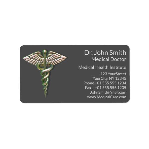 Chrome Holographic 3D Medical Caduceus Label