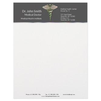 Chrome Holographic 3D Medical Caduceus Letterhead