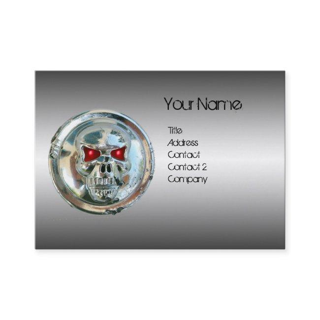 CHROME SKULL ,STEEL AND RED RUBY MONOGRAM