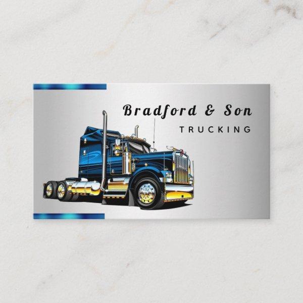 Chrome Transport Blue Semi Trucking Company