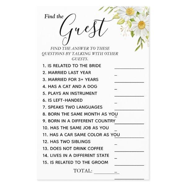 Chrysanthem Find the Guest Bridal shower game card Flyer