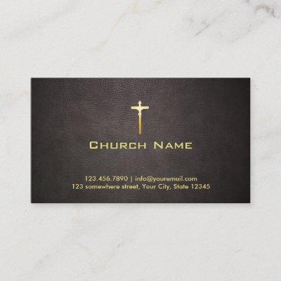 Church Gold Cross Elegant Dark Leather