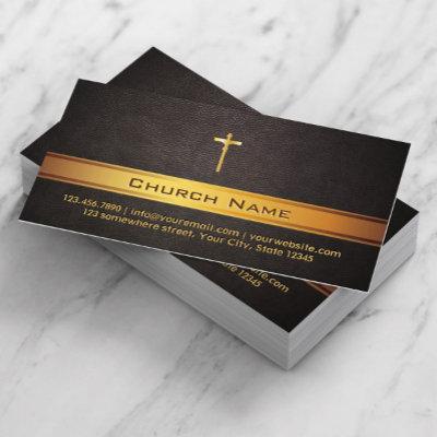 Church Pastor Classy Leather Gold Bar