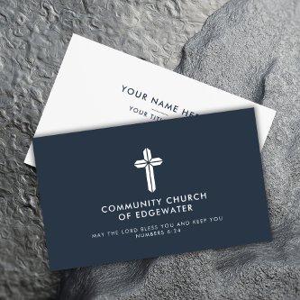 Church Pastor Modern Minimal Religious Cross Navy