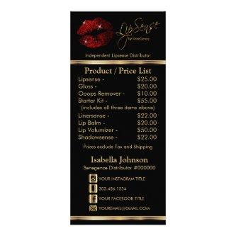Cinnamon Red Glitter Lips - Black -  Price List Rack Card