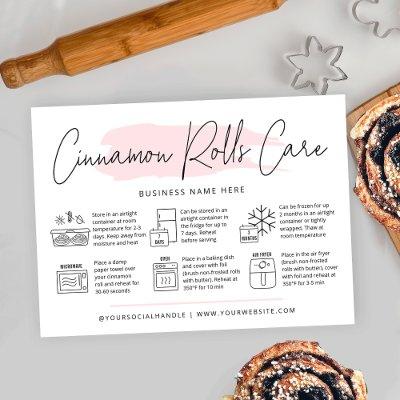 Cinnamon Rolls Care Instructions Watercolor Bakery