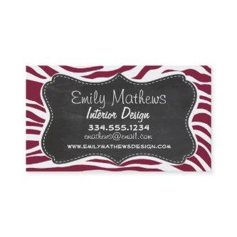 Claret Zebra Stripes Animal Print; Chalkboard look