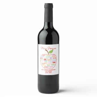 class names teacher thank you apple word art wine label
