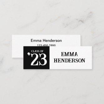 Class of 2023 Black and White Graduation Name Card