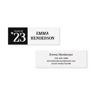 Class of 2023 Black and White Graduation Name Card