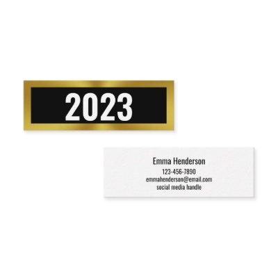 Class of 2023 Black White Gold Graduation Name Mini
