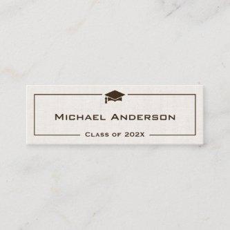 Class of Graduation Name Card - Classic Linen Look