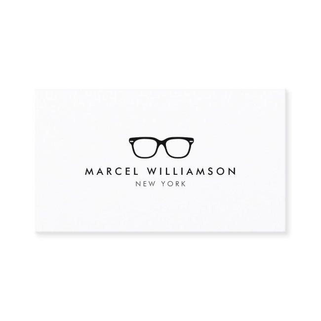 Classic and Simple Black Eyeglasses Logo on White