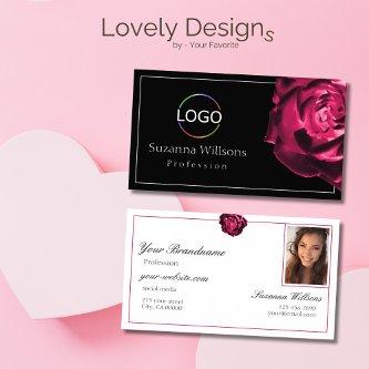 Classic Black and White Red Rose with Logo Photo