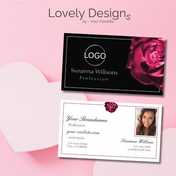 Classic Black and White Red Rose with Logo Photo