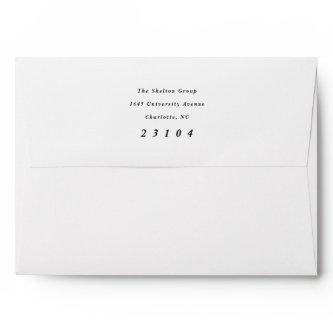 Classic black and white return address printed envelope