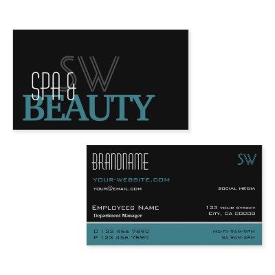 Classic Black Teal and White Simple with Monogram