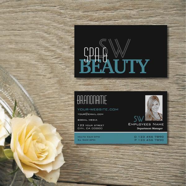 Classic Black Teal White with Monogram and Photo