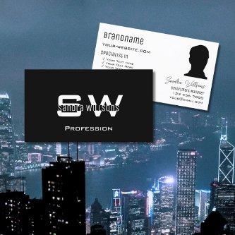 Classic Black White Modern with Monogram and Photo