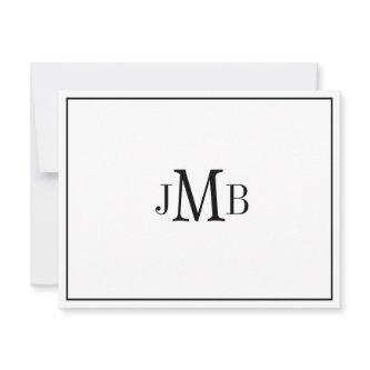 Classic Black & White Monogrammed flat Thank You Card