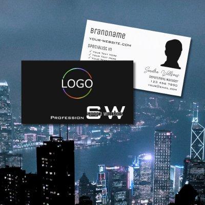 Classic Black White with Monogram Logo and Photo