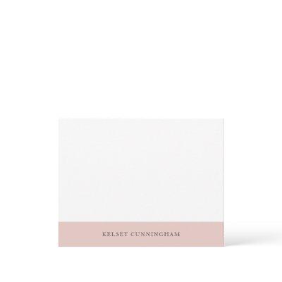 Classic Blush Pink Color Block Name Flat Note Card