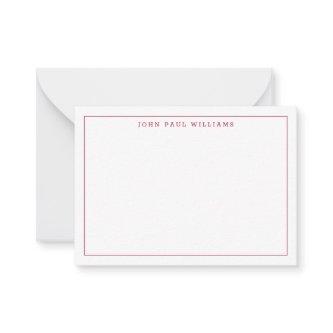 Classic Burgundy Professional Simple Thin Border Note Card