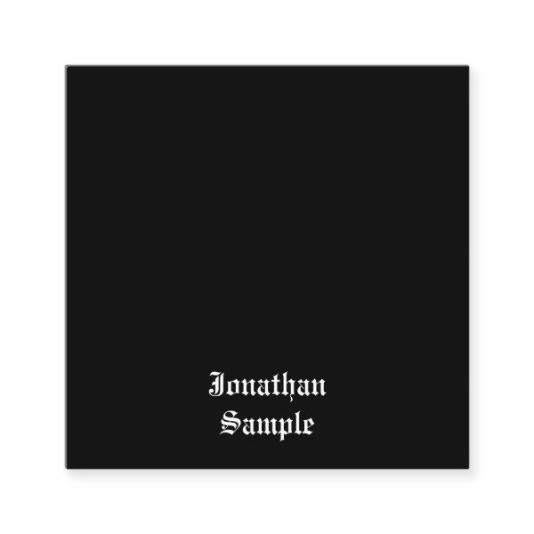 Classic Calligraphy Script Retro Look Black White Square