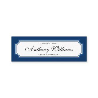 Classic elegant border blue graduation name card