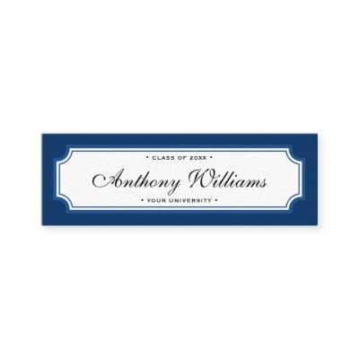 Classic elegant border blue graduation name card