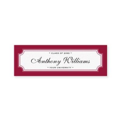 Classic elegant border red graduation name card