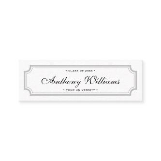 Classic elegant border white graduation name card