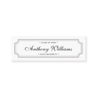 Classic elegant border white graduation name card